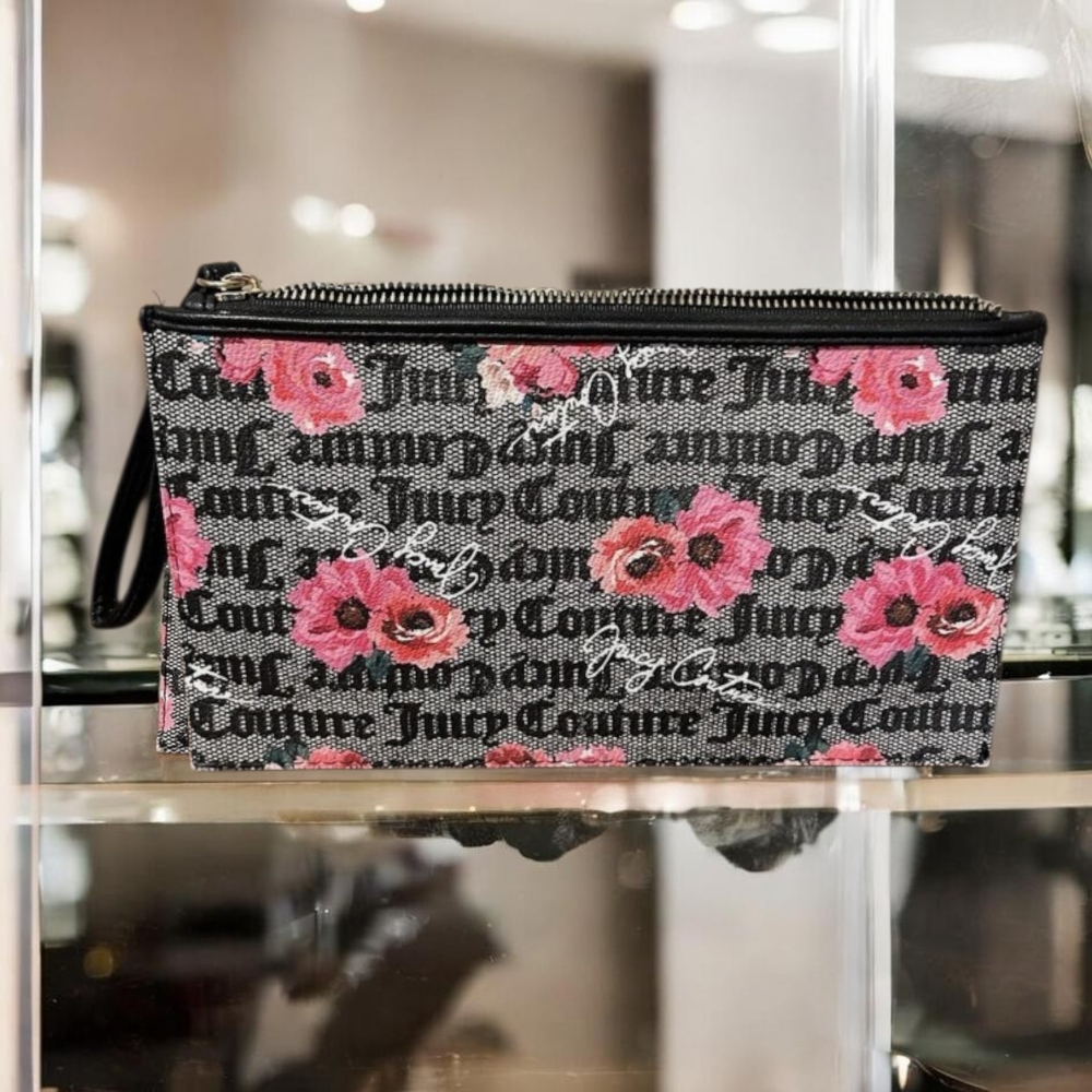 Juicy Couture Floral Print Clutch - Black and Pink - Picture 4 of 10